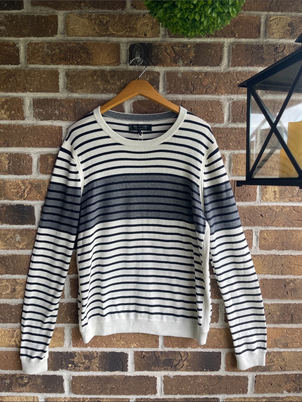 Rag & Bone striped crew neck sweater Striped Crewneck Sweater in Navy and White